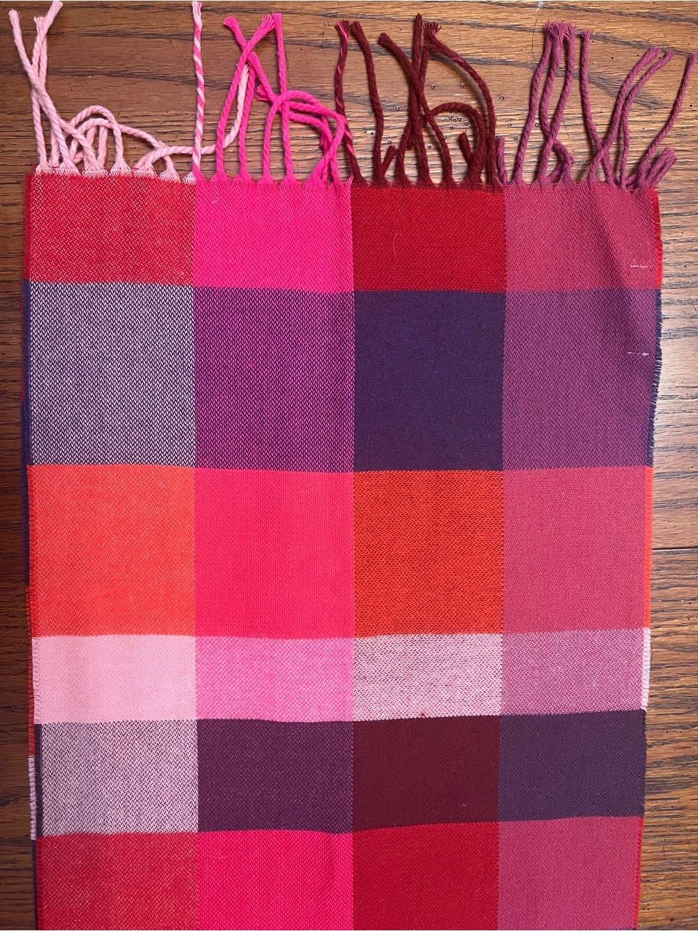 Merona Red, Pink & Purple Plaid Scarf – Red Hat Society Colors – $20